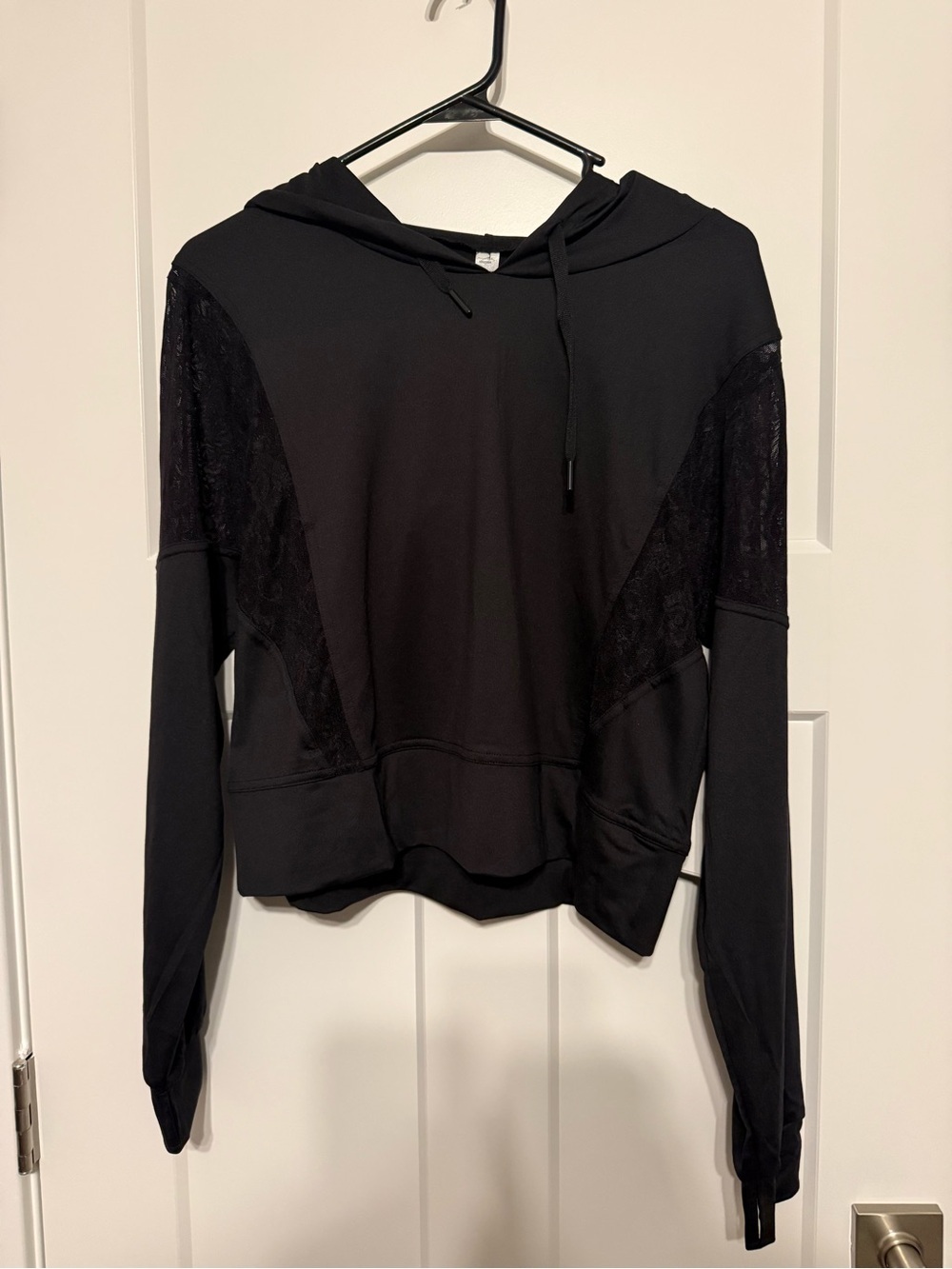 NWT Gottex Black Feminine Lace-Panel Hoodie